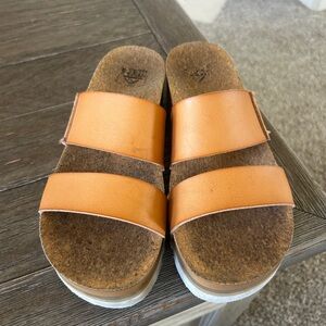 Reef-Double Strap Cork Footbed Slide Sandals -size 8